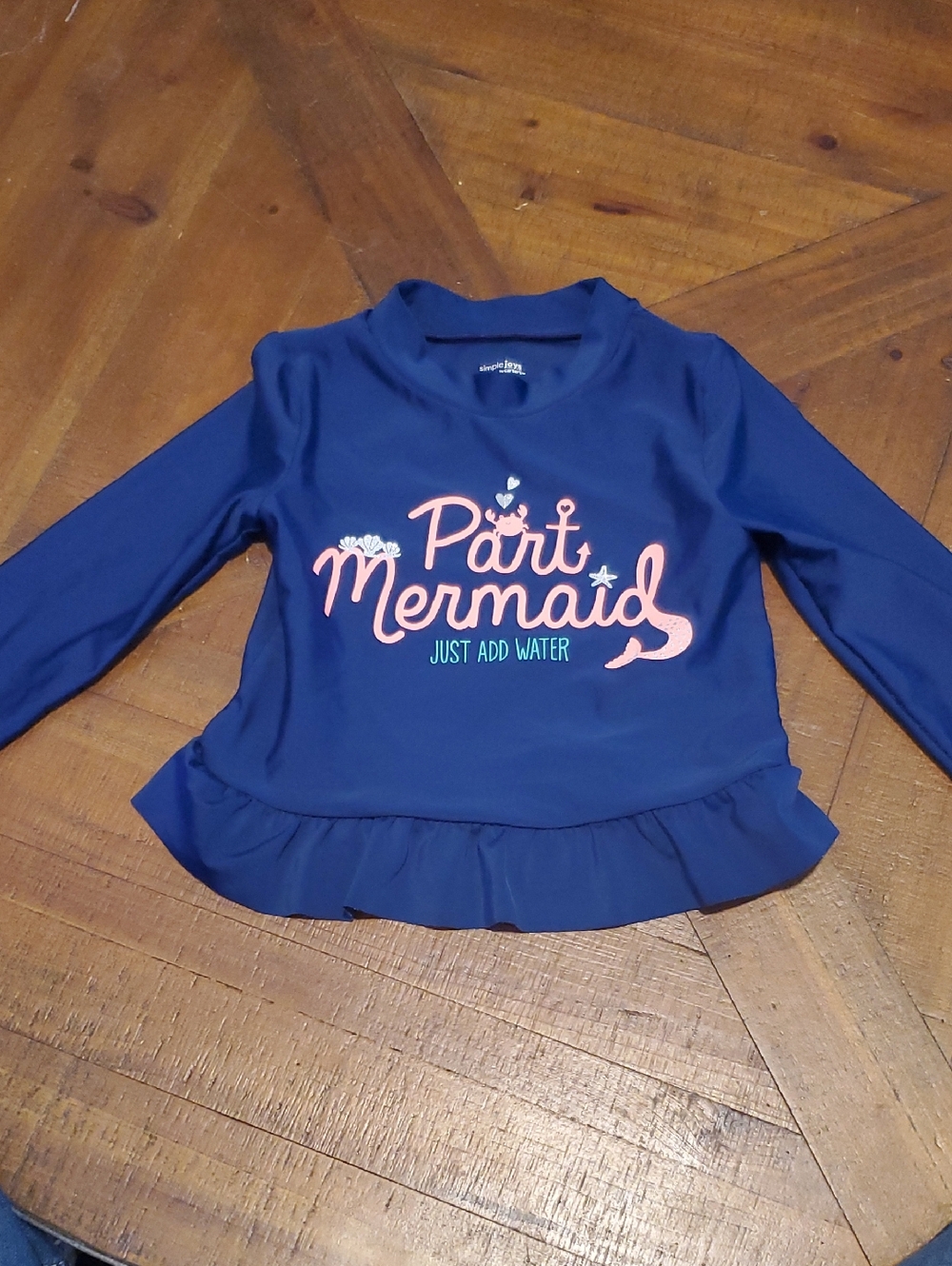 Carter's Navy Blue "Part Mermaid" Rash Guard with Pink Graphic